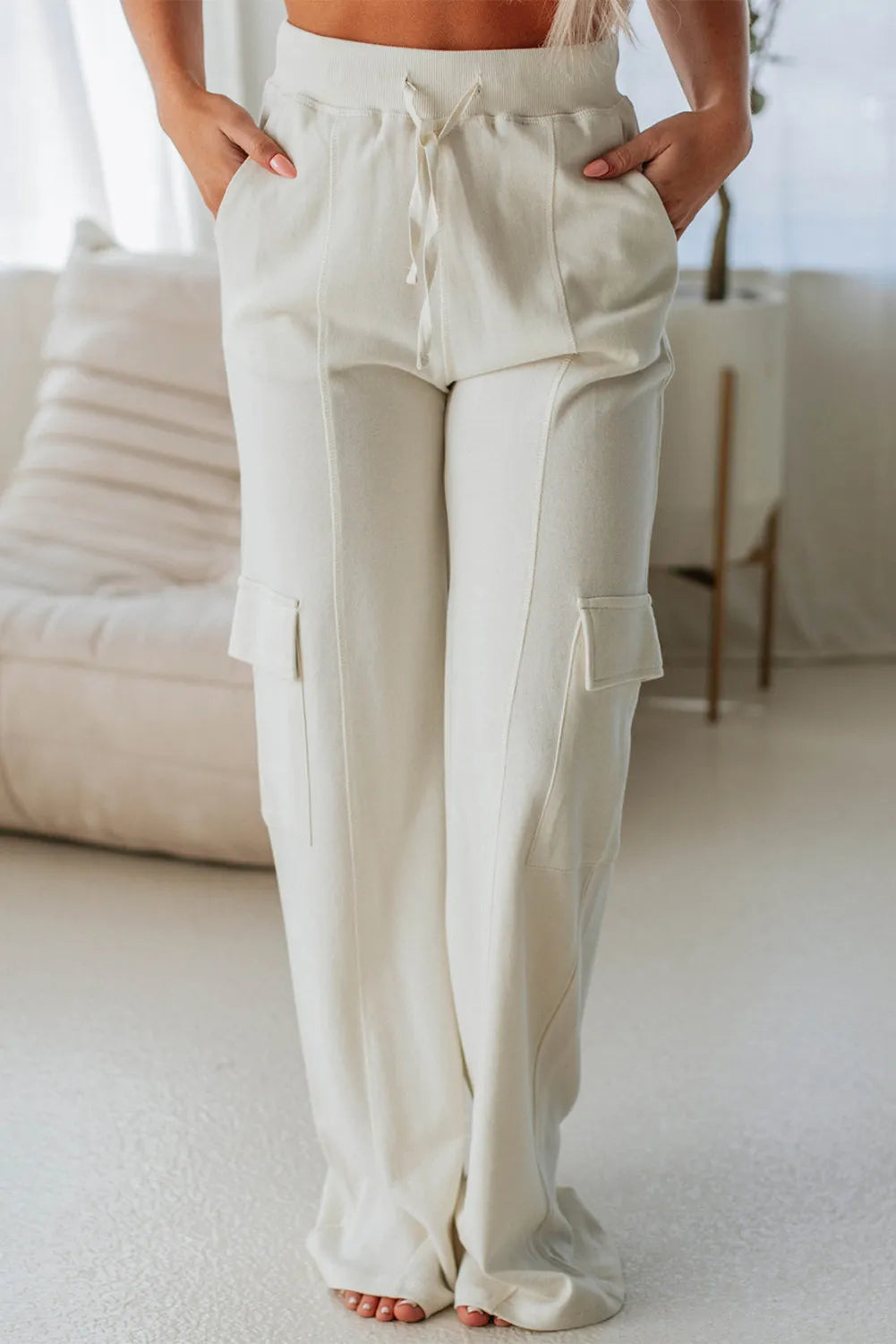 High - Neck Bodysuits for a Modest and Sophisticated LookDrawstring High Waist Pants with Pockets