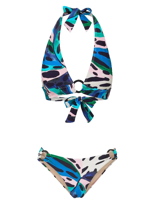 Convertible bikini that can be worn in multiple styles for versatilityErin Top + Ring Trim Bottom in Palm Island