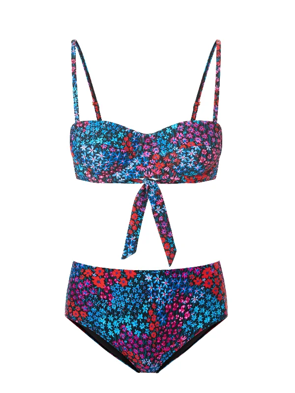 Sustainable bikini made from recycled materials for eco - conscious beachgoersNellie Top + Classic Midrise Bottom in In Bloom