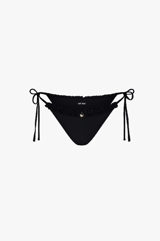 High - performance bikini with quick - drying fabric for active swimmersRUFFLE CHARM BIKINI BOTTOM IN ONYX