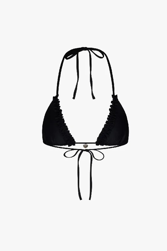 Monokini - style bikini with a unique one - piece - meets - bikini designRUFFLE CHARM BIKINI TOP IN ONYX